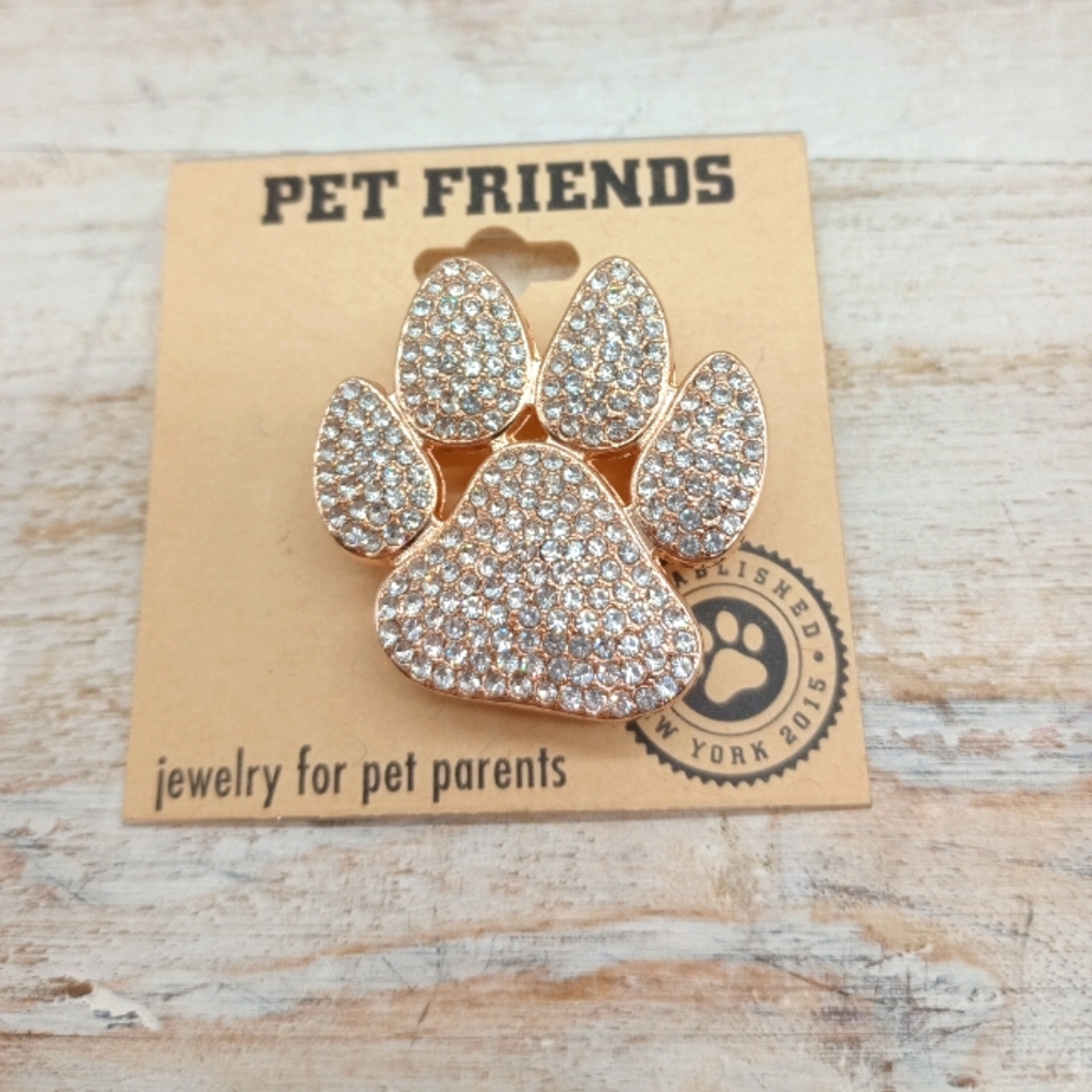 Napier Paw Print Crystal Pin